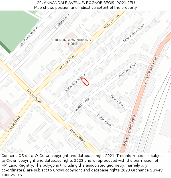 20, ANNANDALE AVENUE, BOGNOR REGIS, PO21 2EU: Location map and indicative extent of plot