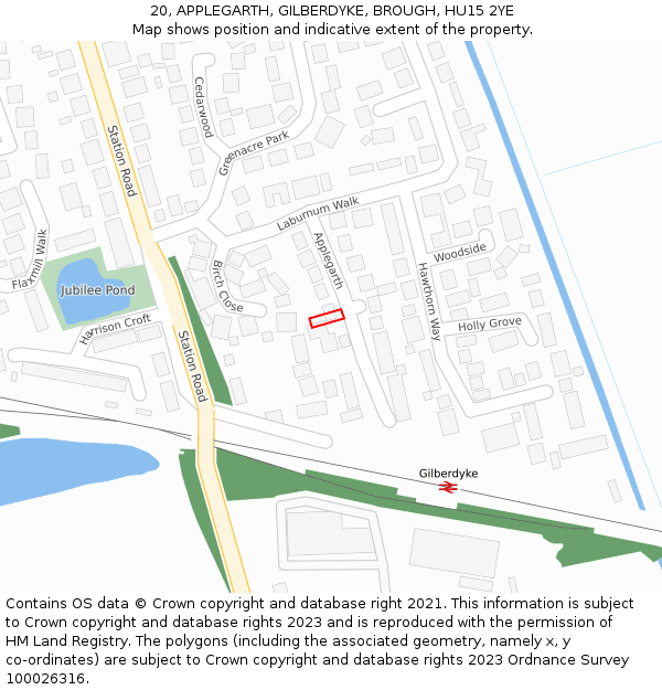 20, APPLEGARTH, GILBERDYKE, BROUGH, HU15 2YE: Location map and indicative extent of plot