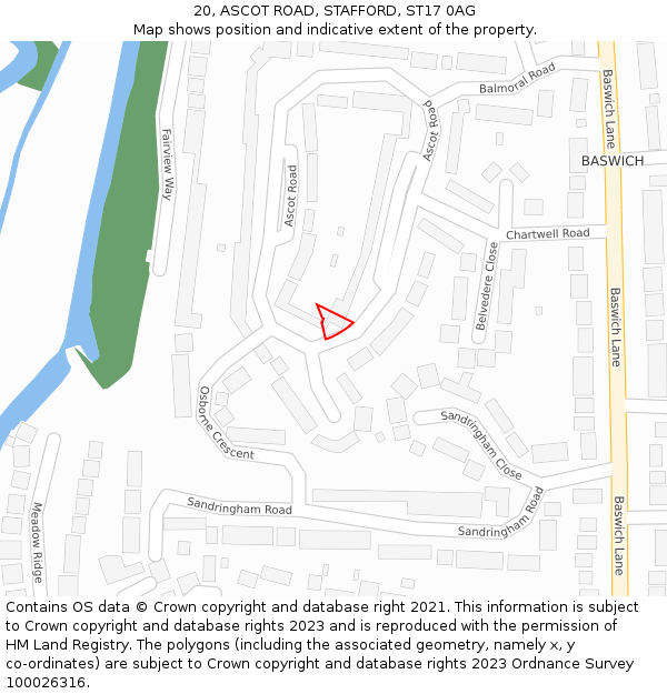 20, ASCOT ROAD, STAFFORD, ST17 0AG: Location map and indicative extent of plot