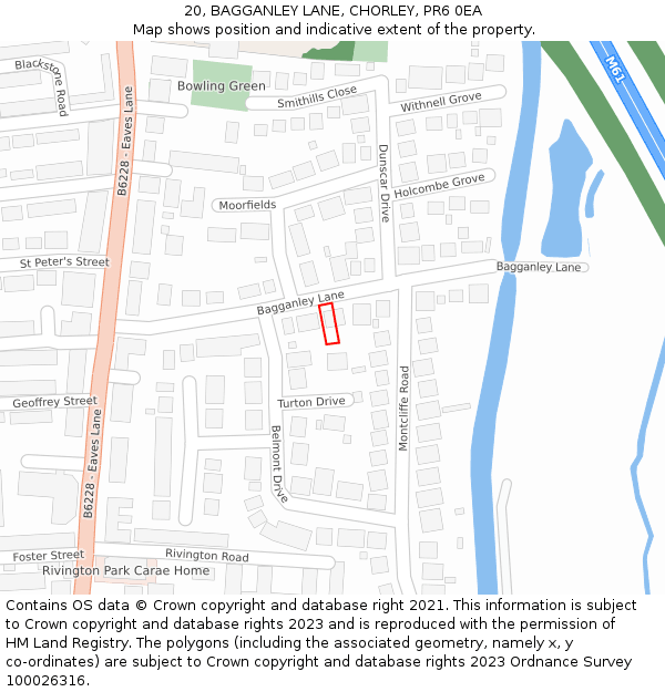 20, BAGGANLEY LANE, CHORLEY, PR6 0EA: Location map and indicative extent of plot