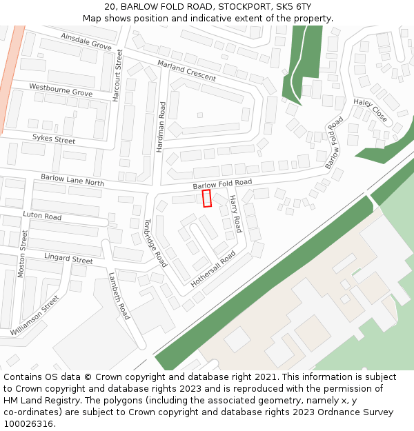 20, BARLOW FOLD ROAD, STOCKPORT, SK5 6TY: Location map and indicative extent of plot