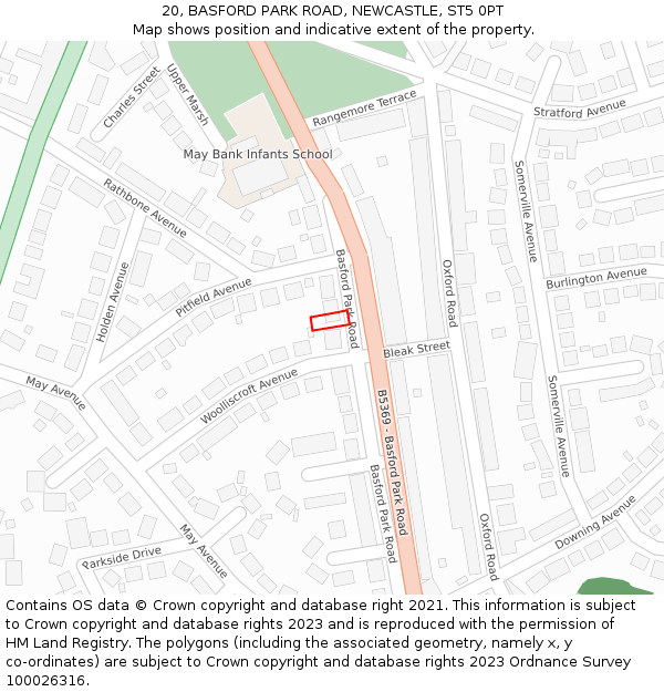 20, BASFORD PARK ROAD, NEWCASTLE, ST5 0PT: Location map and indicative extent of plot