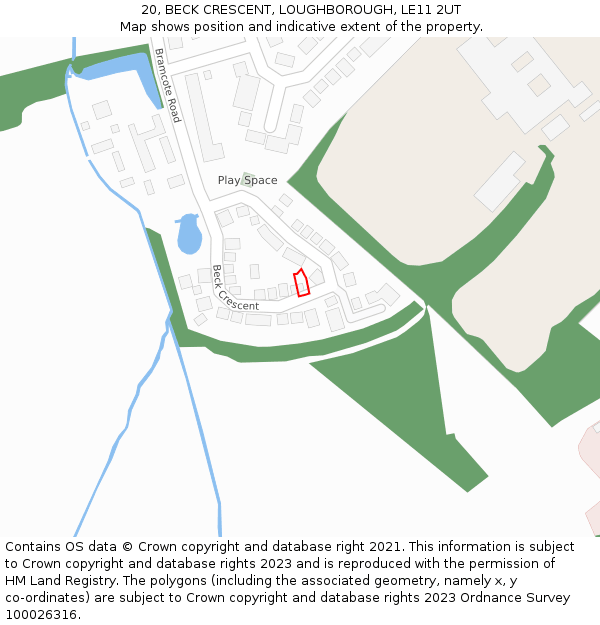 20, BECK CRESCENT, LOUGHBOROUGH, LE11 2UT: Location map and indicative extent of plot
