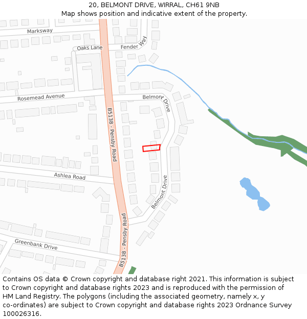 20, BELMONT DRIVE, WIRRAL, CH61 9NB: Location map and indicative extent of plot