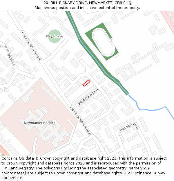 20, BILL RICKABY DRIVE, NEWMARKET, CB8 0HQ: Location map and indicative extent of plot