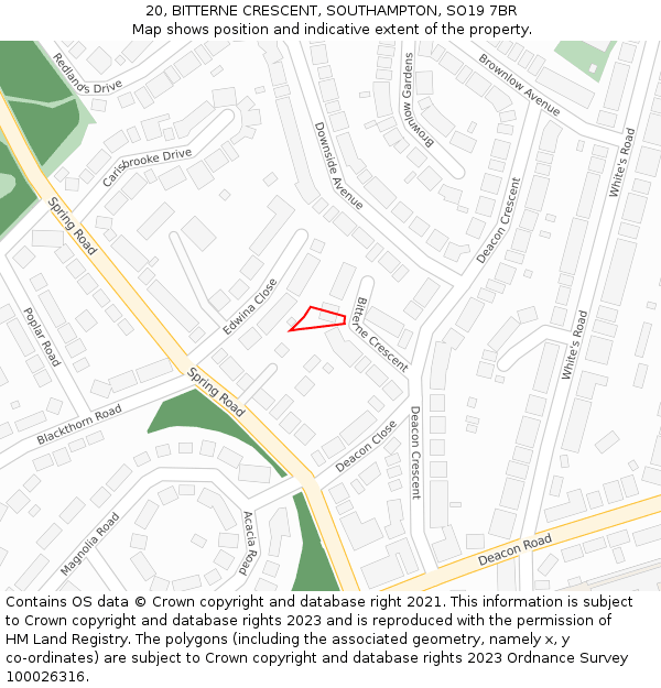 20, BITTERNE CRESCENT, SOUTHAMPTON, SO19 7BR: Location map and indicative extent of plot