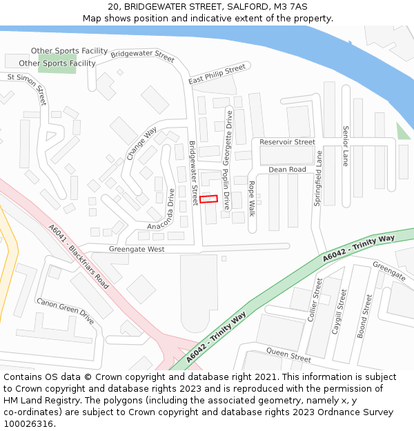 20, BRIDGEWATER STREET, SALFORD, M3 7AS: Location map and indicative extent of plot