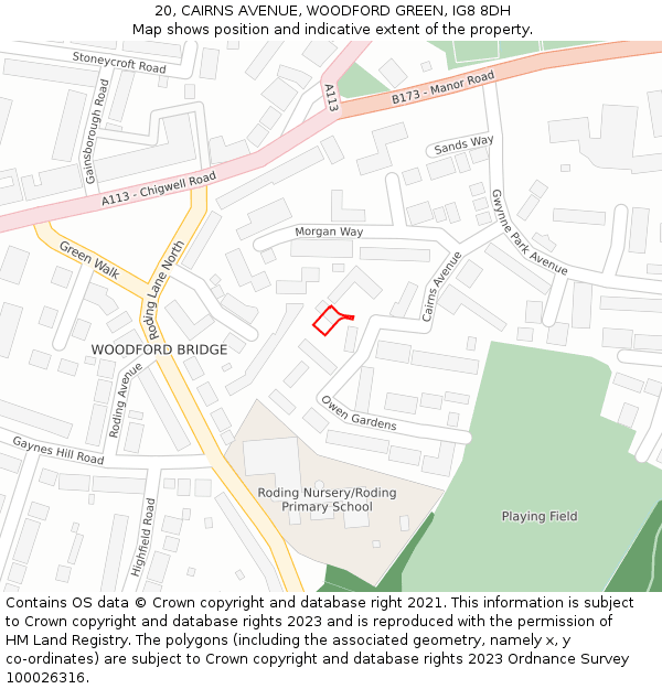 20, CAIRNS AVENUE, WOODFORD GREEN, IG8 8DH: Location map and indicative extent of plot