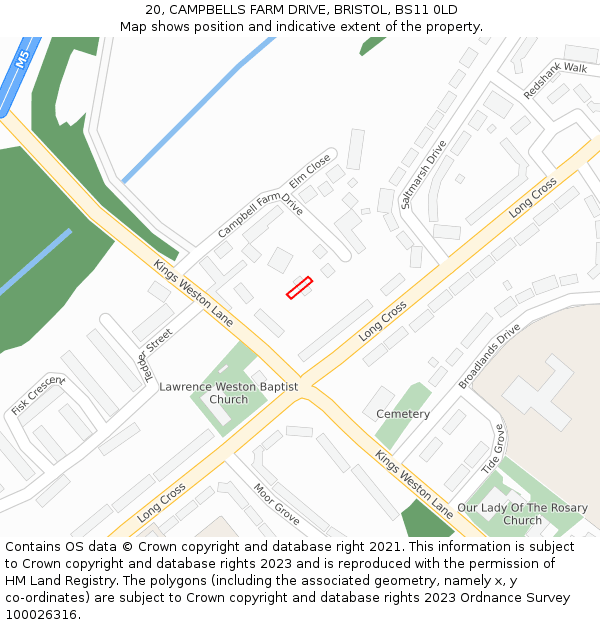 20, CAMPBELLS FARM DRIVE, BRISTOL, BS11 0LD: Location map and indicative extent of plot