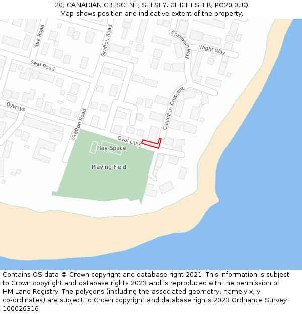 20, CANADIAN CRESCENT, SELSEY, CHICHESTER, PO20 0UQ: Location map and indicative extent of plot