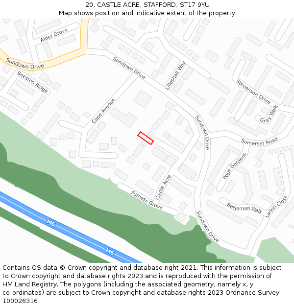 20, CASTLE ACRE, STAFFORD, ST17 9YU: Location map and indicative extent of plot