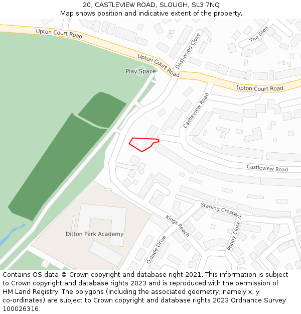 20, CASTLEVIEW ROAD, SLOUGH, SL3 7NQ: Location map and indicative extent of plot
