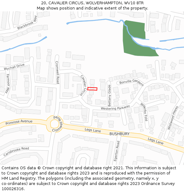 20, CAVALIER CIRCUS, WOLVERHAMPTON, WV10 8TR: Location map and indicative extent of plot