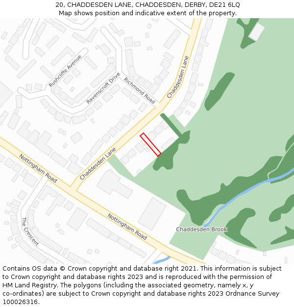 20, CHADDESDEN LANE, CHADDESDEN, DERBY, DE21 6LQ: Location map and indicative extent of plot