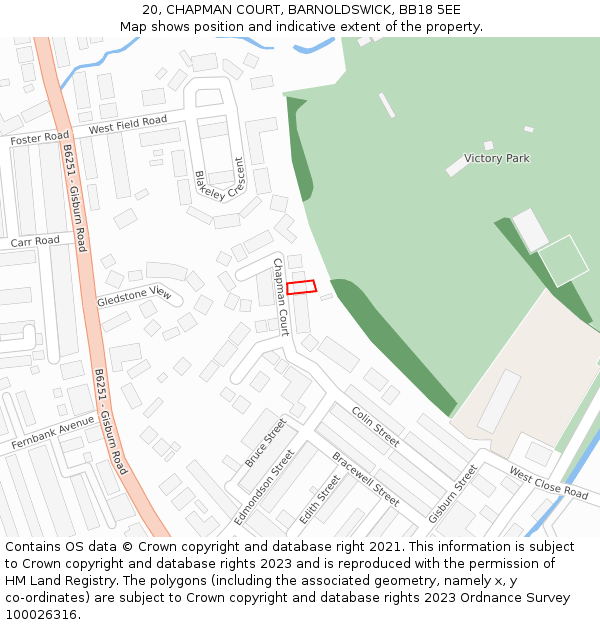 20, CHAPMAN COURT, BARNOLDSWICK, BB18 5EE: Location map and indicative extent of plot