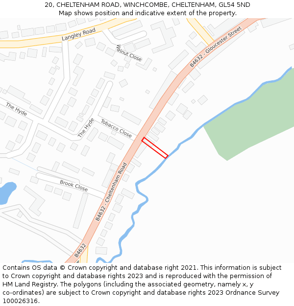 20, CHELTENHAM ROAD, WINCHCOMBE, CHELTENHAM, GL54 5ND: Location map and indicative extent of plot