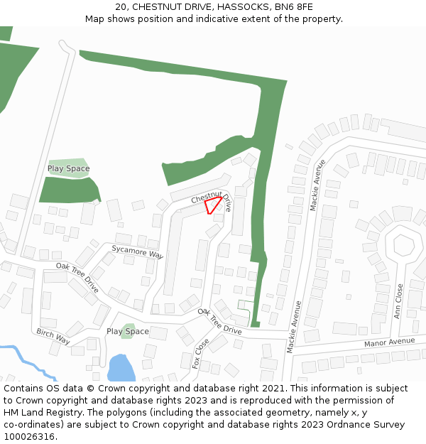20, CHESTNUT DRIVE, HASSOCKS, BN6 8FE: Location map and indicative extent of plot