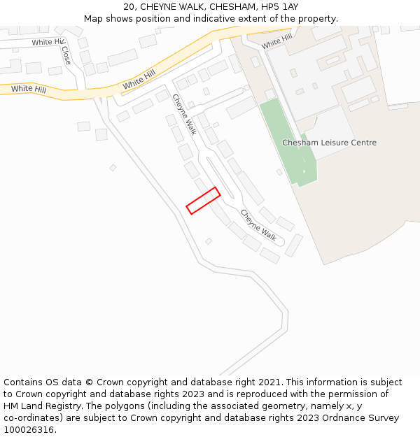 20, CHEYNE WALK, CHESHAM, HP5 1AY: Location map and indicative extent of plot