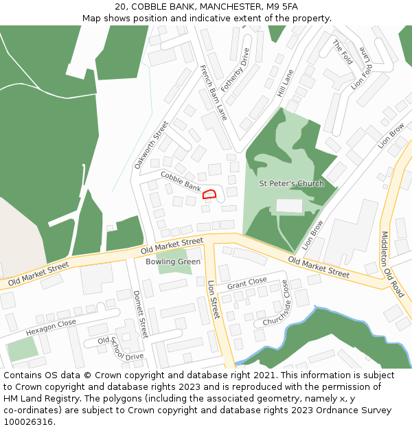 20, COBBLE BANK, MANCHESTER, M9 5FA: Location map and indicative extent of plot