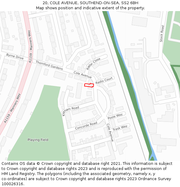 20, COLE AVENUE, SOUTHEND-ON-SEA, SS2 6BH: Location map and indicative extent of plot