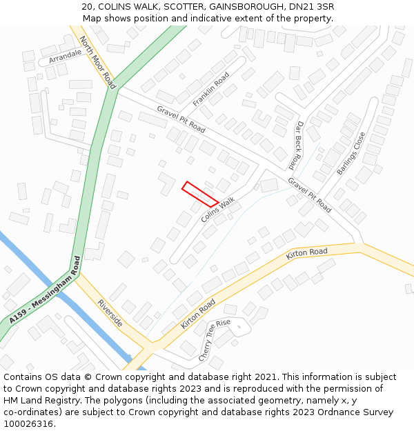 20, COLINS WALK, SCOTTER, GAINSBOROUGH, DN21 3SR: Location map and indicative extent of plot