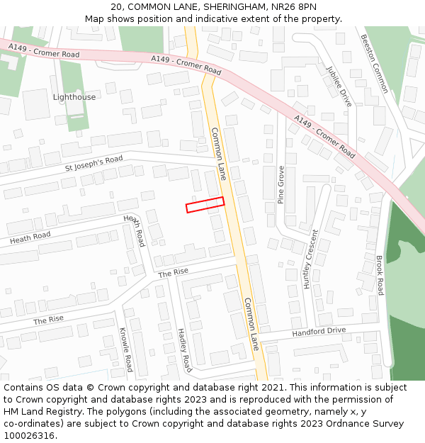 20, COMMON LANE, SHERINGHAM, NR26 8PN: Location map and indicative extent of plot