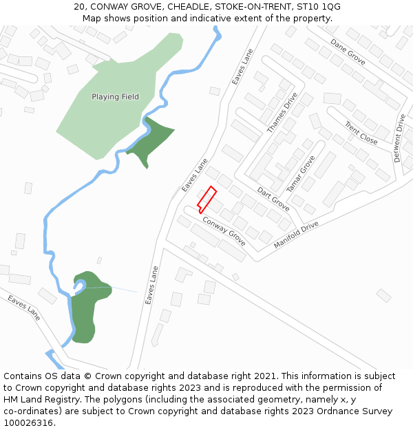 20, CONWAY GROVE, CHEADLE, STOKE-ON-TRENT, ST10 1QG: Location map and indicative extent of plot