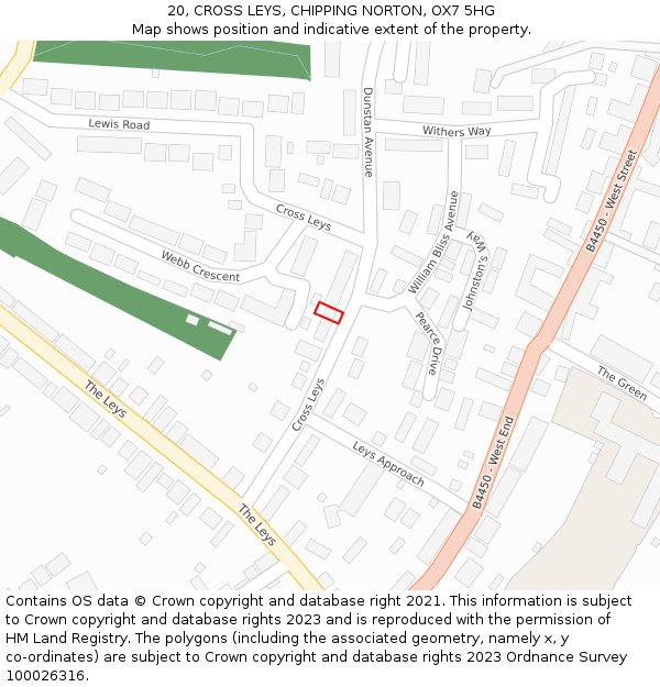 20, CROSS LEYS, CHIPPING NORTON, OX7 5HG: Location map and indicative extent of plot