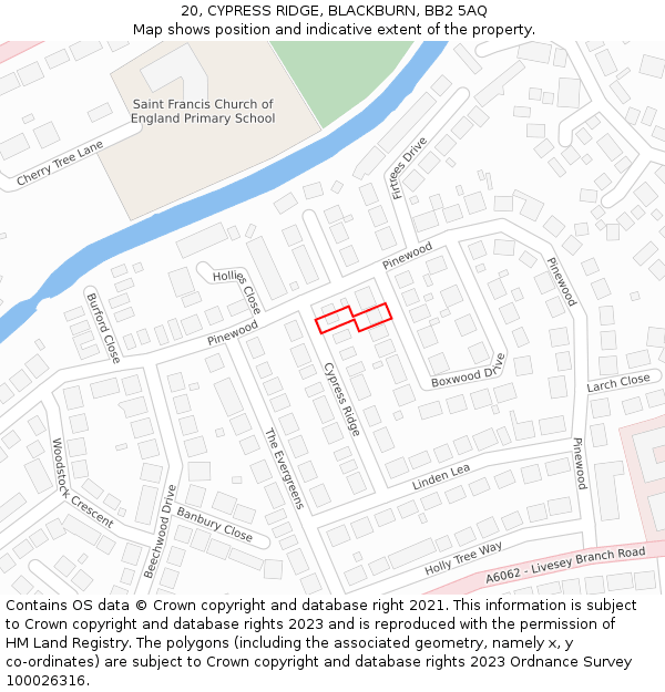 20, CYPRESS RIDGE, BLACKBURN, BB2 5AQ: Location map and indicative extent of plot
