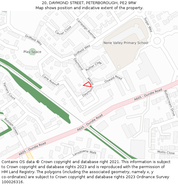 20, DAYMOND STREET, PETERBOROUGH, PE2 9RW: Location map and indicative extent of plot