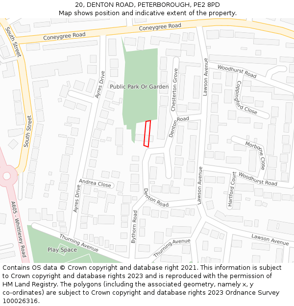 20, DENTON ROAD, PETERBOROUGH, PE2 8PD: Location map and indicative extent of plot