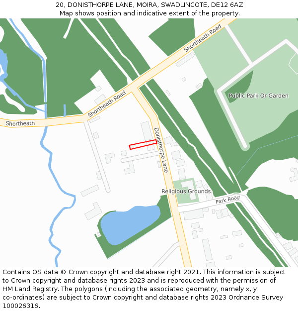 20, DONISTHORPE LANE, MOIRA, SWADLINCOTE, DE12 6AZ: Location map and indicative extent of plot