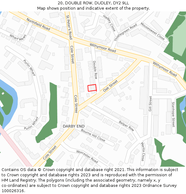 20, DOUBLE ROW, DUDLEY, DY2 9LL: Location map and indicative extent of plot