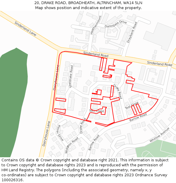 20, DRAKE ROAD, BROADHEATH, ALTRINCHAM, WA14 5LN: Location map and indicative extent of plot