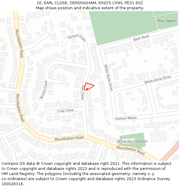 20, EARL CLOSE, DERSINGHAM, KING'S LYNN, PE31 6XZ: Location map and indicative extent of plot