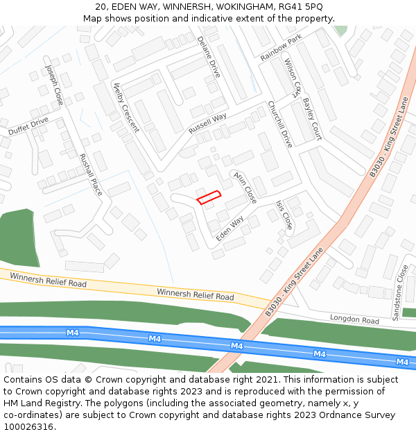 20, EDEN WAY, WINNERSH, WOKINGHAM, RG41 5PQ: Location map and indicative extent of plot