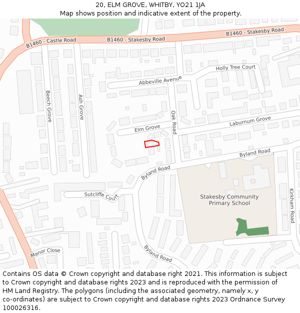 20, ELM GROVE, WHITBY, YO21 1JA: Location map and indicative extent of plot