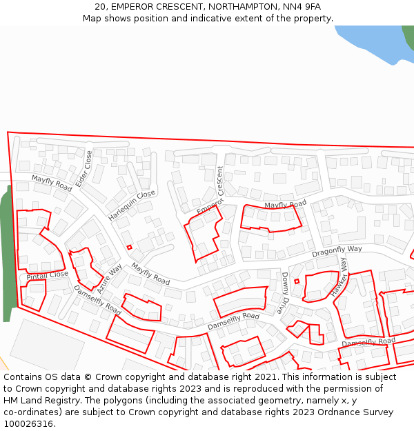 20, EMPEROR CRESCENT, NORTHAMPTON, NN4 9FA: Location map and indicative extent of plot