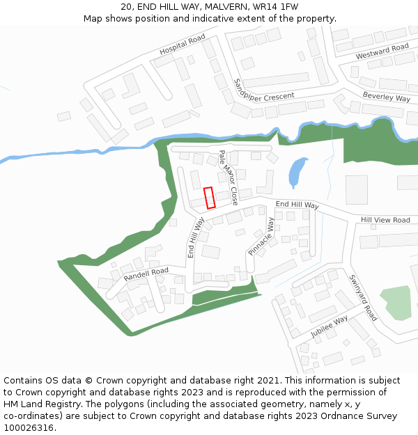 20, END HILL WAY, MALVERN, WR14 1FW: Location map and indicative extent of plot