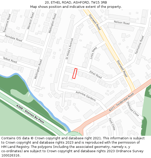 20, ETHEL ROAD, ASHFORD, TW15 3RB: Location map and indicative extent of plot