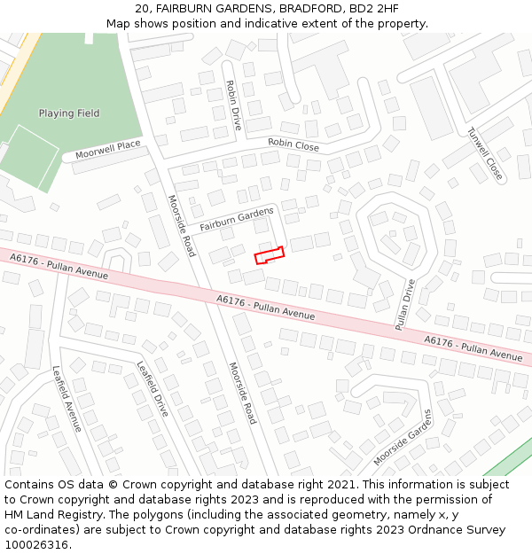 20, FAIRBURN GARDENS, BRADFORD, BD2 2HF: Location map and indicative extent of plot