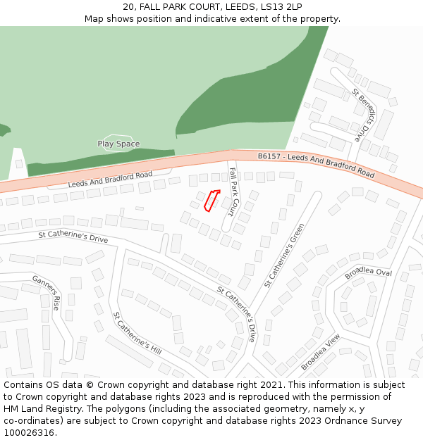 20, FALL PARK COURT, LEEDS, LS13 2LP: Location map and indicative extent of plot