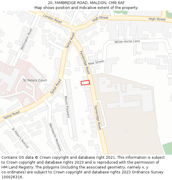 20, FAMBRIDGE ROAD, MALDON, CM9 6AF: Location map and indicative extent of plot