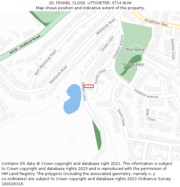 20, FENNEL CLOSE, UTTOXETER, ST14 8UW: Location map and indicative extent of plot