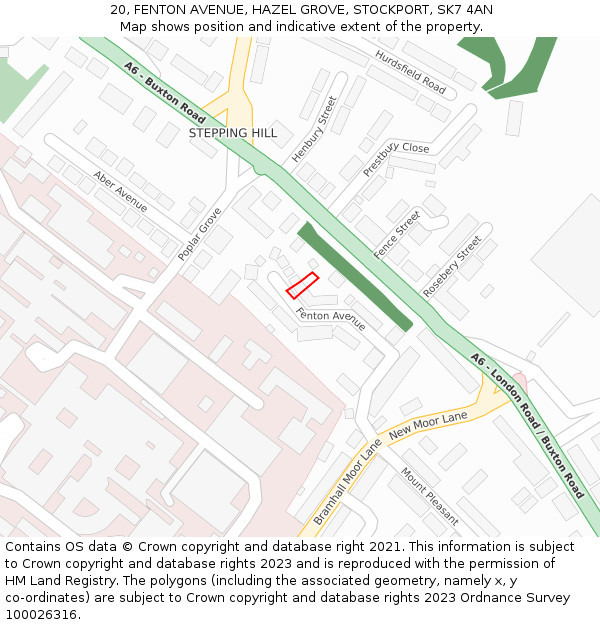 20, FENTON AVENUE, HAZEL GROVE, STOCKPORT, SK7 4AN: Location map and indicative extent of plot