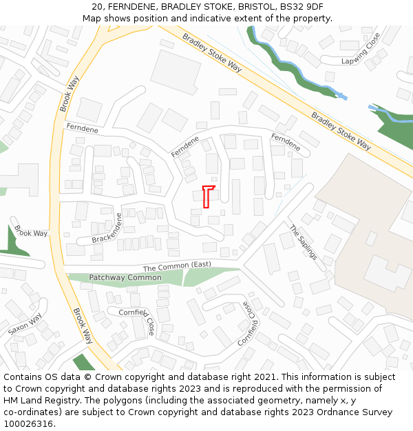 20, FERNDENE, BRADLEY STOKE, BRISTOL, BS32 9DF: Location map and indicative extent of plot