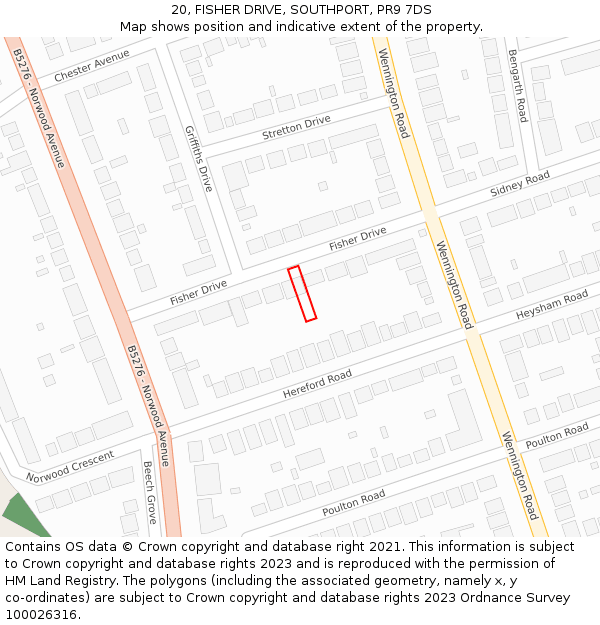 20, FISHER DRIVE, SOUTHPORT, PR9 7DS: Location map and indicative extent of plot