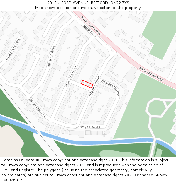 20, FULFORD AVENUE, RETFORD, DN22 7XS: Location map and indicative extent of plot