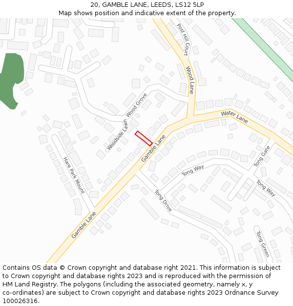 20, GAMBLE LANE, LEEDS, LS12 5LP: Location map and indicative extent of plot