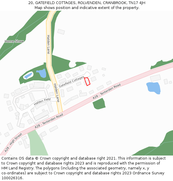 20, GATEFIELD COTTAGES, ROLVENDEN, CRANBROOK, TN17 4JH: Location map and indicative extent of plot